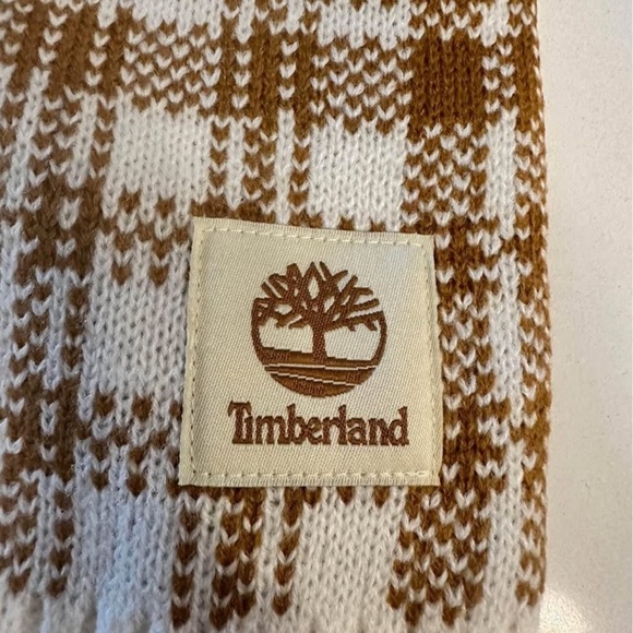 NWT Timberland Brown and Cream Plaid Scarf - Picture 2 of 4